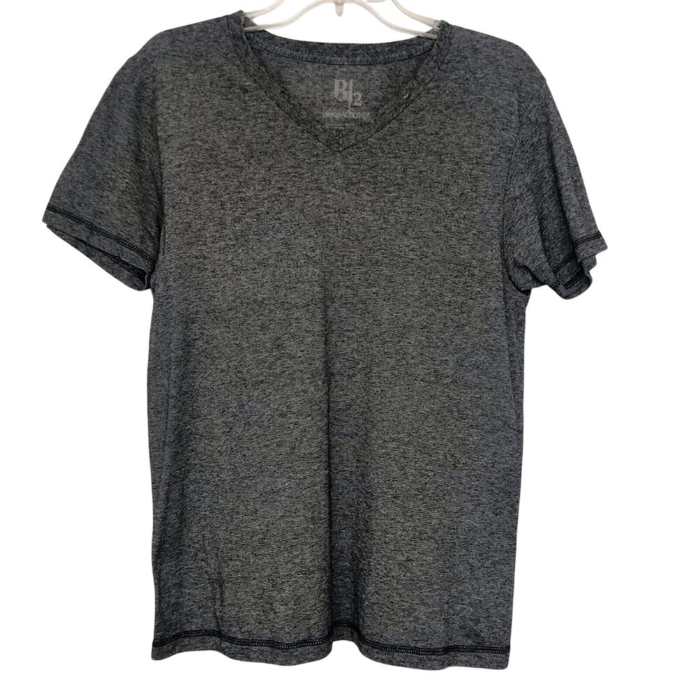 Men's B2 Original Blends Charcoal Black White Slub Knit V Neck T Shirt - Picture 11 of 16